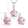 Sada šperků s krystaly Swarovski náušnice, řetízek a přívěsek růžová kytička 39143.3 rose