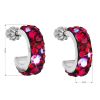 Stříbrné náušnice kruhy s krystaly Swarovski červený půlkruh 31118.3 cherry