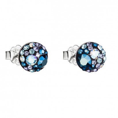 Stříbrné náušnice pecka s krystaly Swarovski modré kulaté 31136.3 blue style