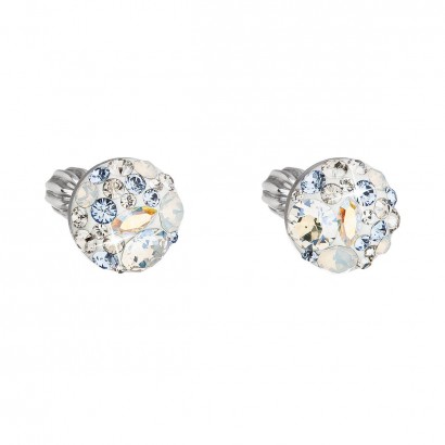Stříbrné náušnice pecka s krystaly Swarovski modré kulaté 31336.3 light sapphire