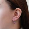 Stříbrné náušnice visací s krystaly růžové kulaté 31112.3 fuchsia