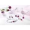 Stříbrné náušnice visací s krystaly růžové kulaté 31112.3 fuchsia