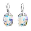 Stříbrné náušnice visací s krystaly Swarovski ab efekt obdélník 31297.2