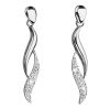 Stříbrné náušnice visací s krystaly Swarovski bílé vlnky 31162.1