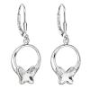 Stříbrné náušnice visací s krystaly Swarovski bílý motýl 31248.1