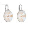 Stříbrné náušnice visací s krystaly Swarovski bílý ovál 31275.4 light grey delite