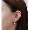 Stříbrné náušnice visací s krystaly Swarovski modré kulaté 31229.3 aqua