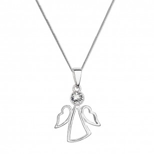 Stříbrný náhrdelník anděl se Swarovski krystalem bílý 32082.1 crystal