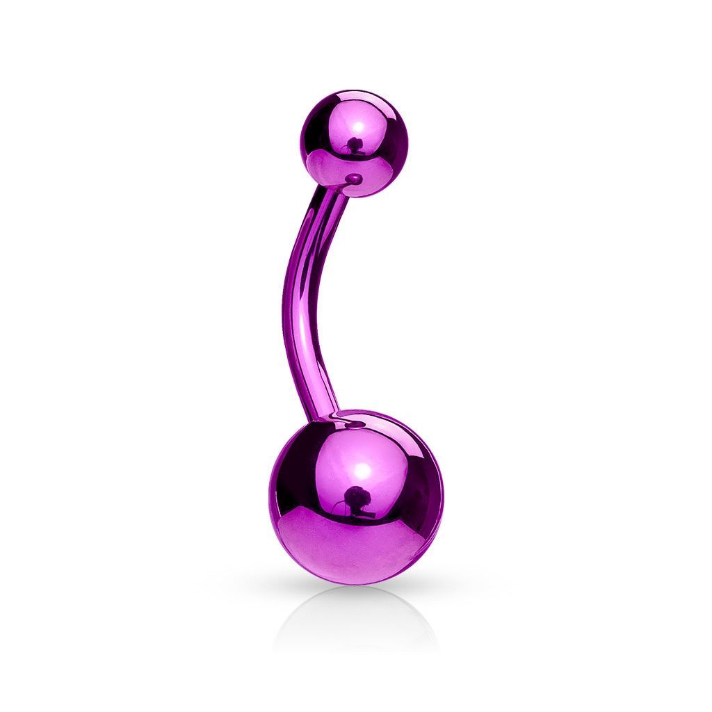 Piercing do pupíku - banánek (fialová, 1,6 x 10 mm)