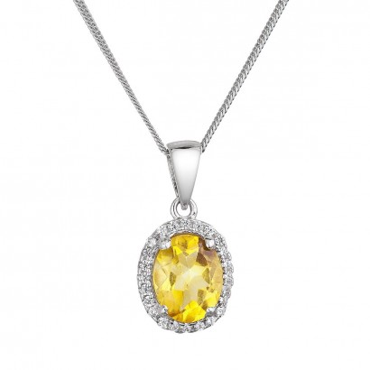 Stříbrný náhrdelník luxusní s pravým kamenem žlutý 12086.3 citrine