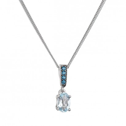 Stříbrný náhrdelník luxusní s pravými kameny modrý 12082.3 london nano, sky topaz