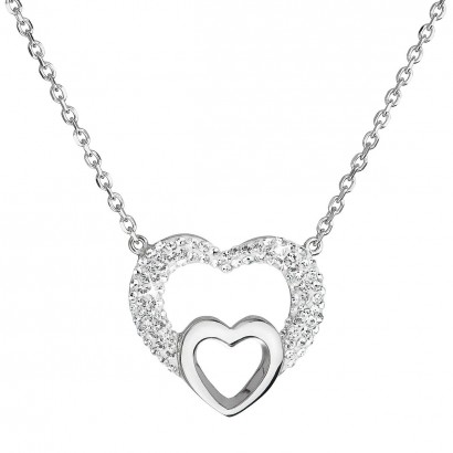 Stříbrný náhrdelník s krystaly Swarovski bílé srdce 32032.1