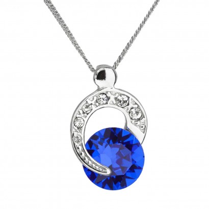 Stříbrný náhrdelník s krystaly Swarovski modrý kulatý 32048.3 majestic blue