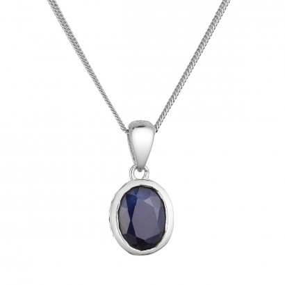 Stříbrný náhrdelník s pravým kamenem temně modrý 12087.3 dark sapphire