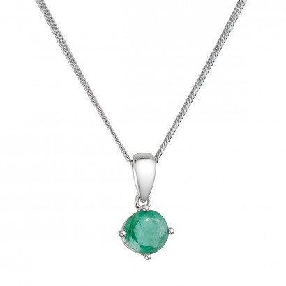 Stříbrný náhrdelník s pravým kamenem zelený 12080.3 emerald