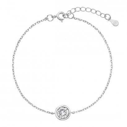 Stříbrný náramek řetízek s jedním zirkonem 13025.1 crystal
