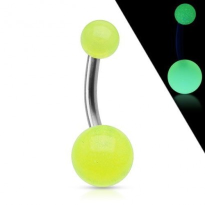 Fosforeskující piercing do pupíku - TITAN (svítivě zelená)