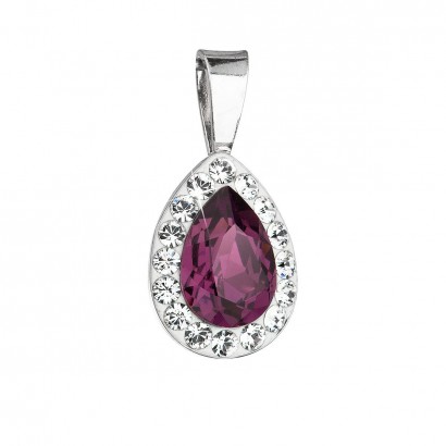 Stříbrný přívěsek s krystaly Swarovski fialová slza 34252.3