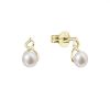 Zlaté 14 karátové náušnice s říční perlou a brilianty 91PB00042