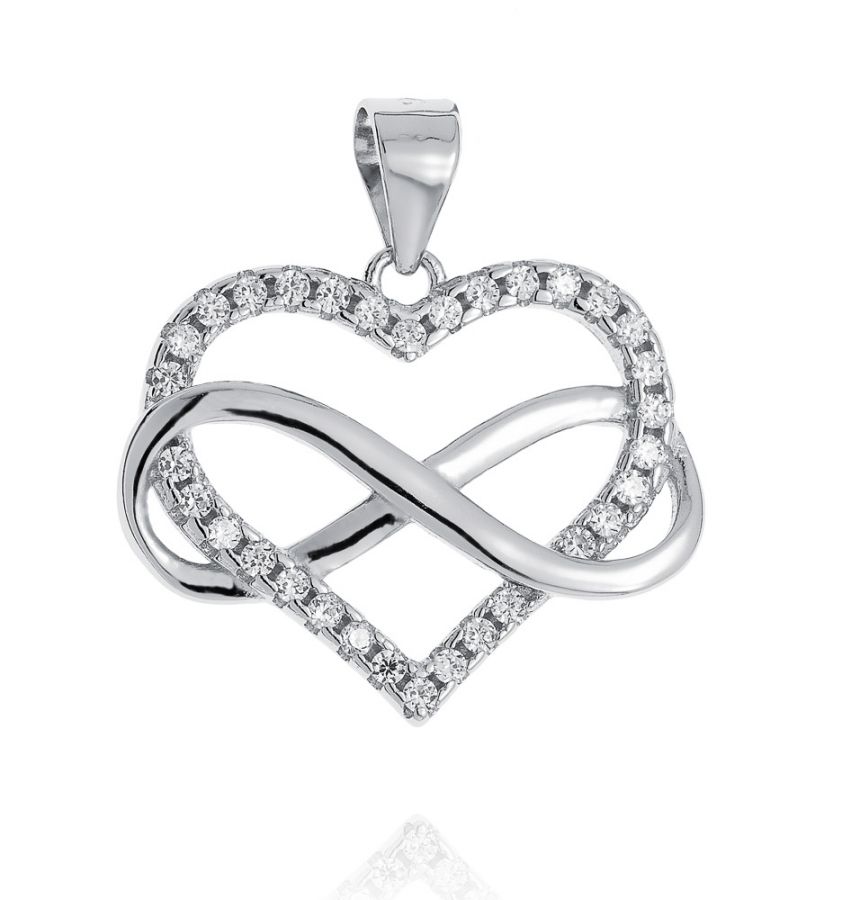 NUBIS Stříbrný přívěsek srdce s nekonečnem - NB-4243