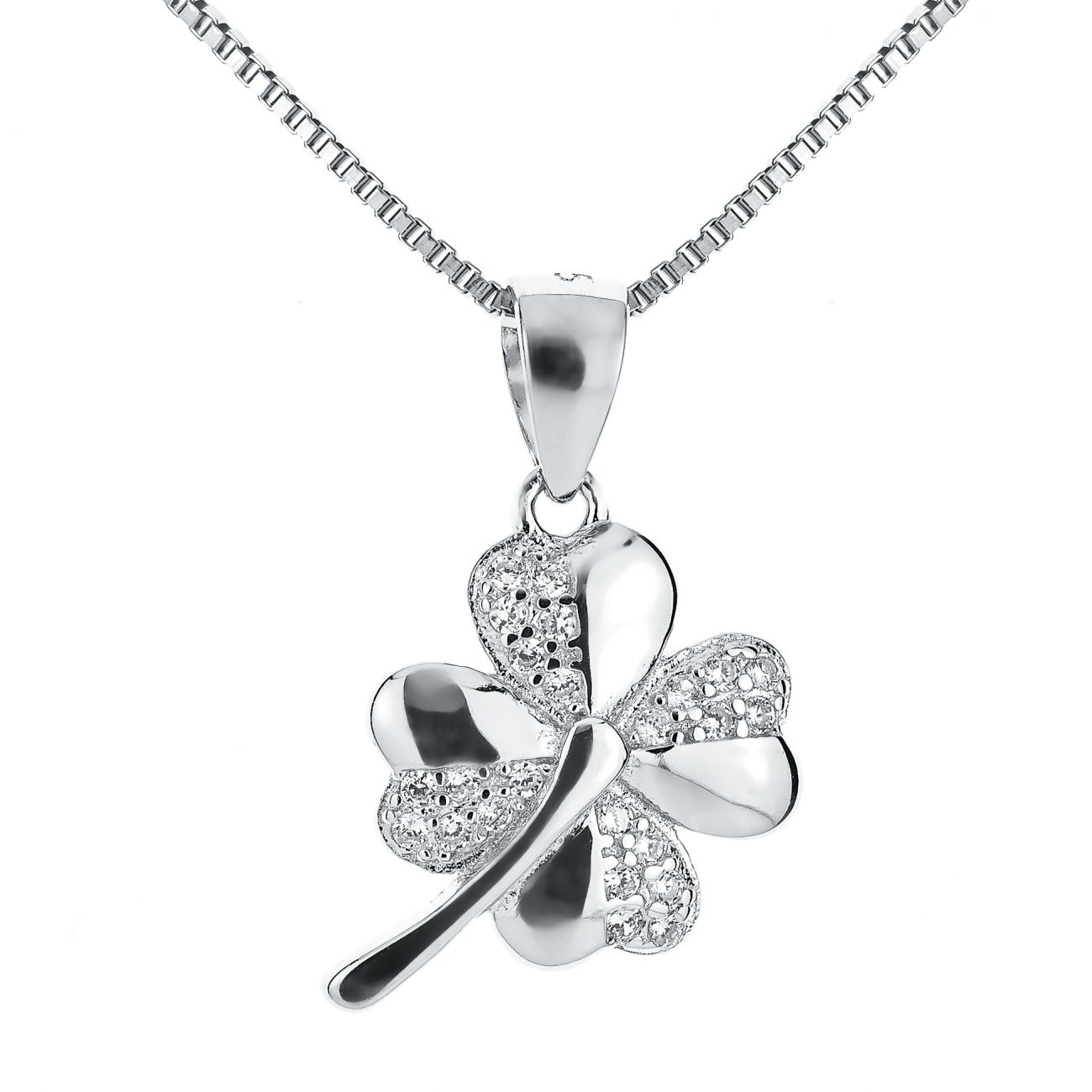 NUBIS Stříbrný náhrdelník čtyřlístek - NB-2041