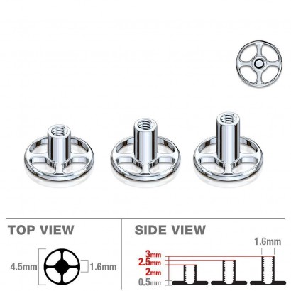 Microdermal base - kotva TITAN, závit 1,6 mm (výška 3 mm)