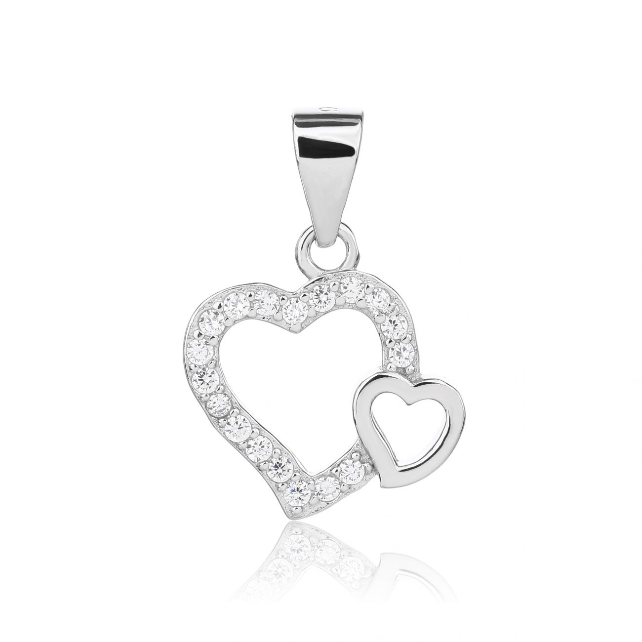 NUBIS Stříbrný přívěsek dvojsrdce - NB-4538