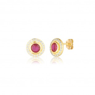 Stříbrné zlacené náušnice se zirkony