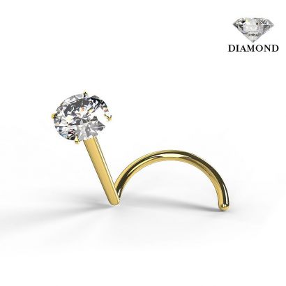 Zlatý piercing do nosu s diamantem 2 mm, Au 585/1000