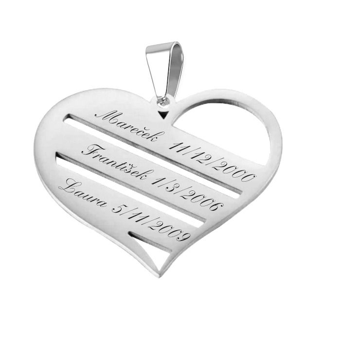 S4U Personalizovaný ocelový přívěsek srdíčko - RT1020