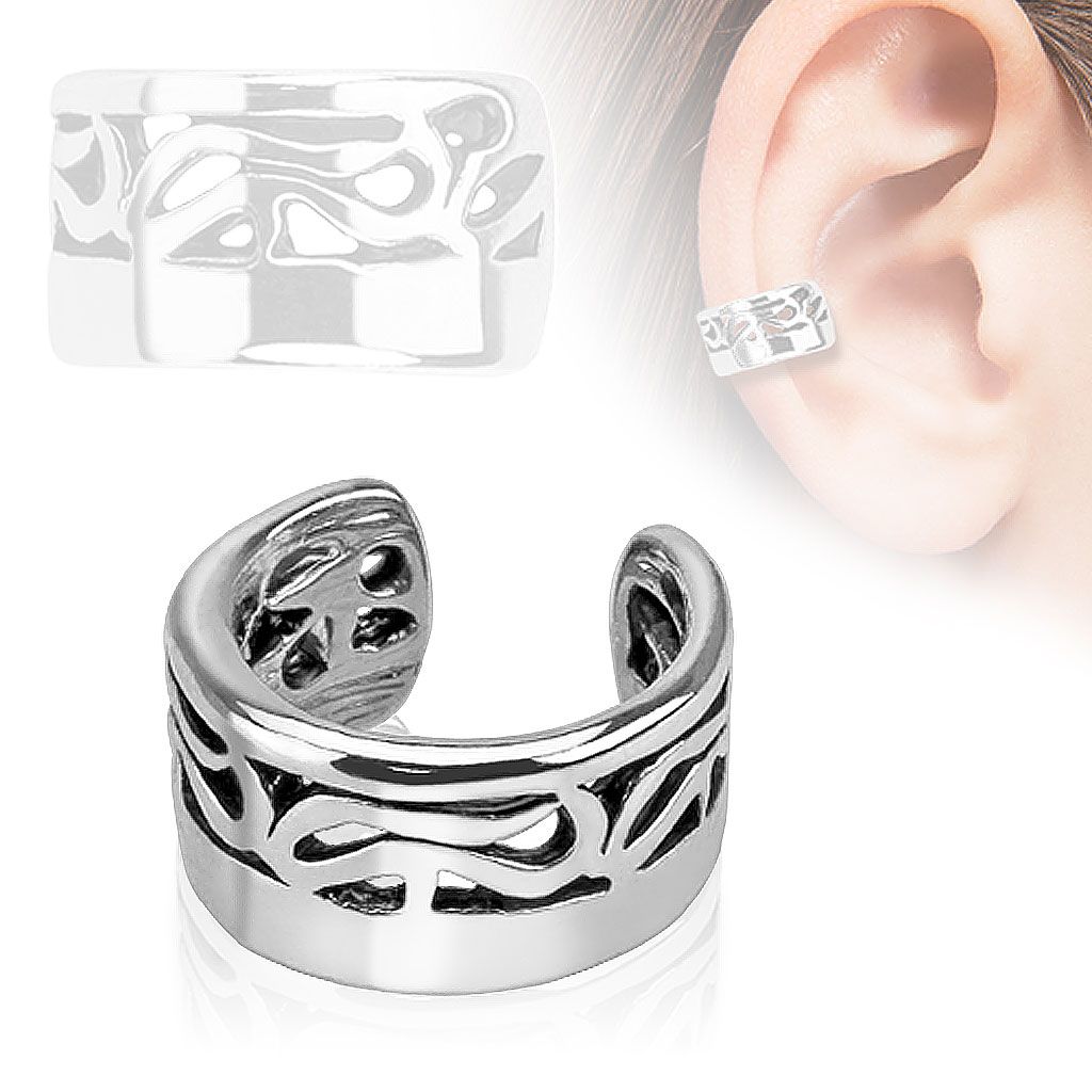 Levně Falešný piercing do ucha - klips s ornamenty