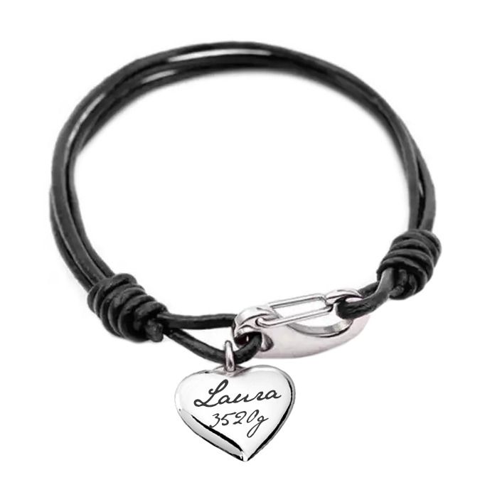 S4U Personalizovaný kožený náramek se srdíčkem - OPA1829