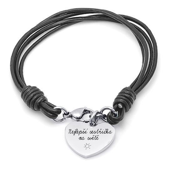 S4U Perzonalizovaný kožený náramek se srdíčkem - OPA2057