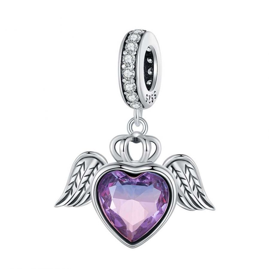NUBIS Stříbrný přívěsek korálek okřídlené srdce - B0830