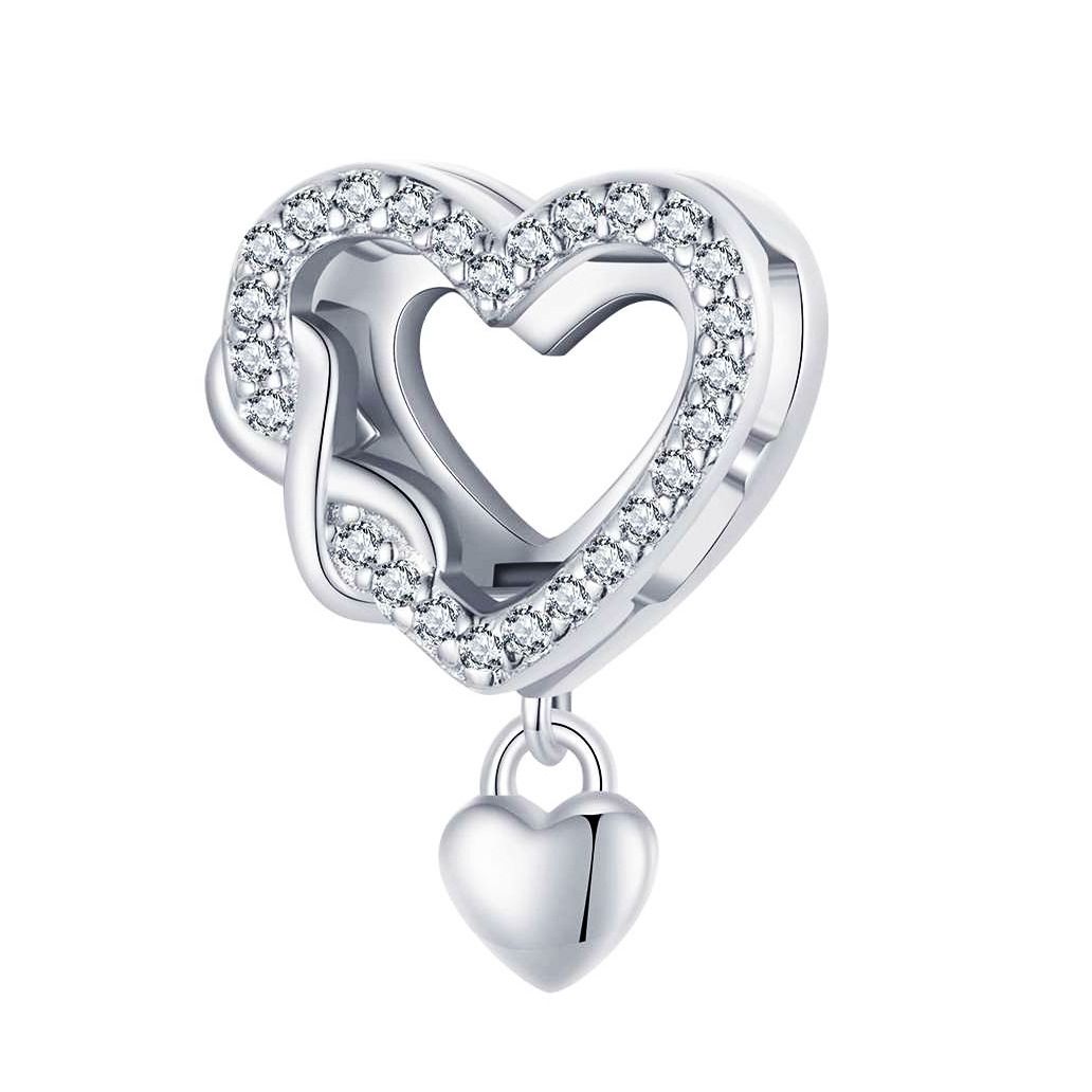 NUBIS Stříbrný přívěsek korálek na náramek srdíčko - B0899