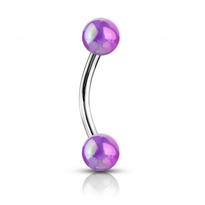 Piercing do obočí duhové kuličky (fialové)