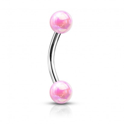 Piercing do obočí duhové kuličky (růžové)