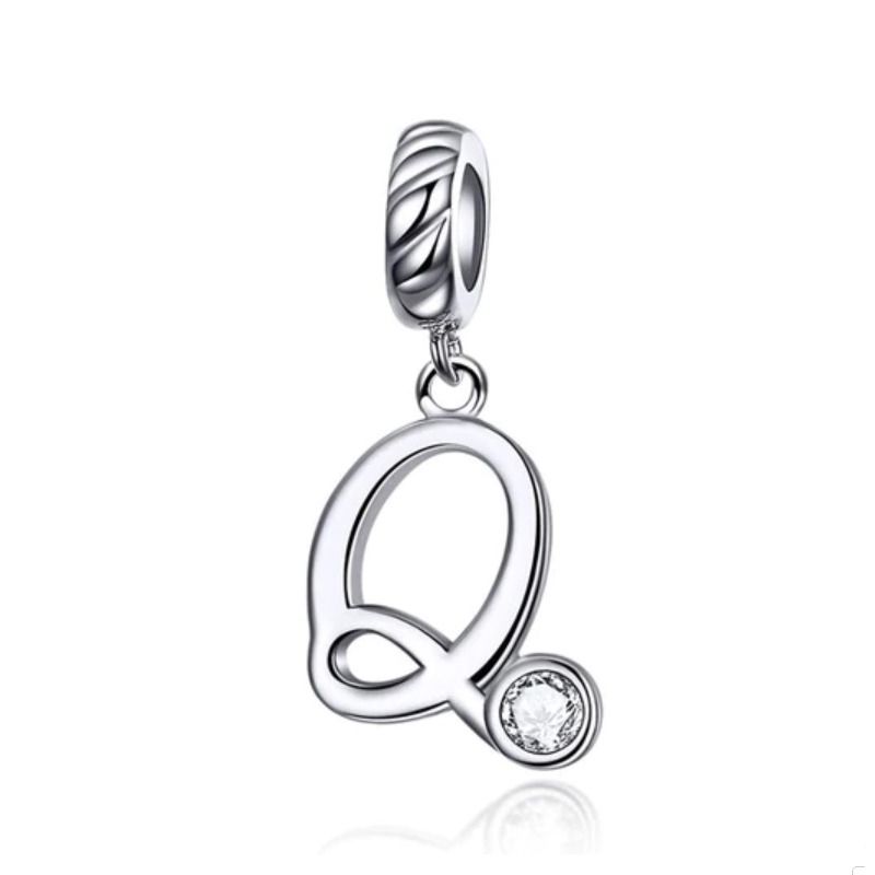 NUBIS Stříbrný přívěsek korálek na náramek - písmeno Q - B0352-Q