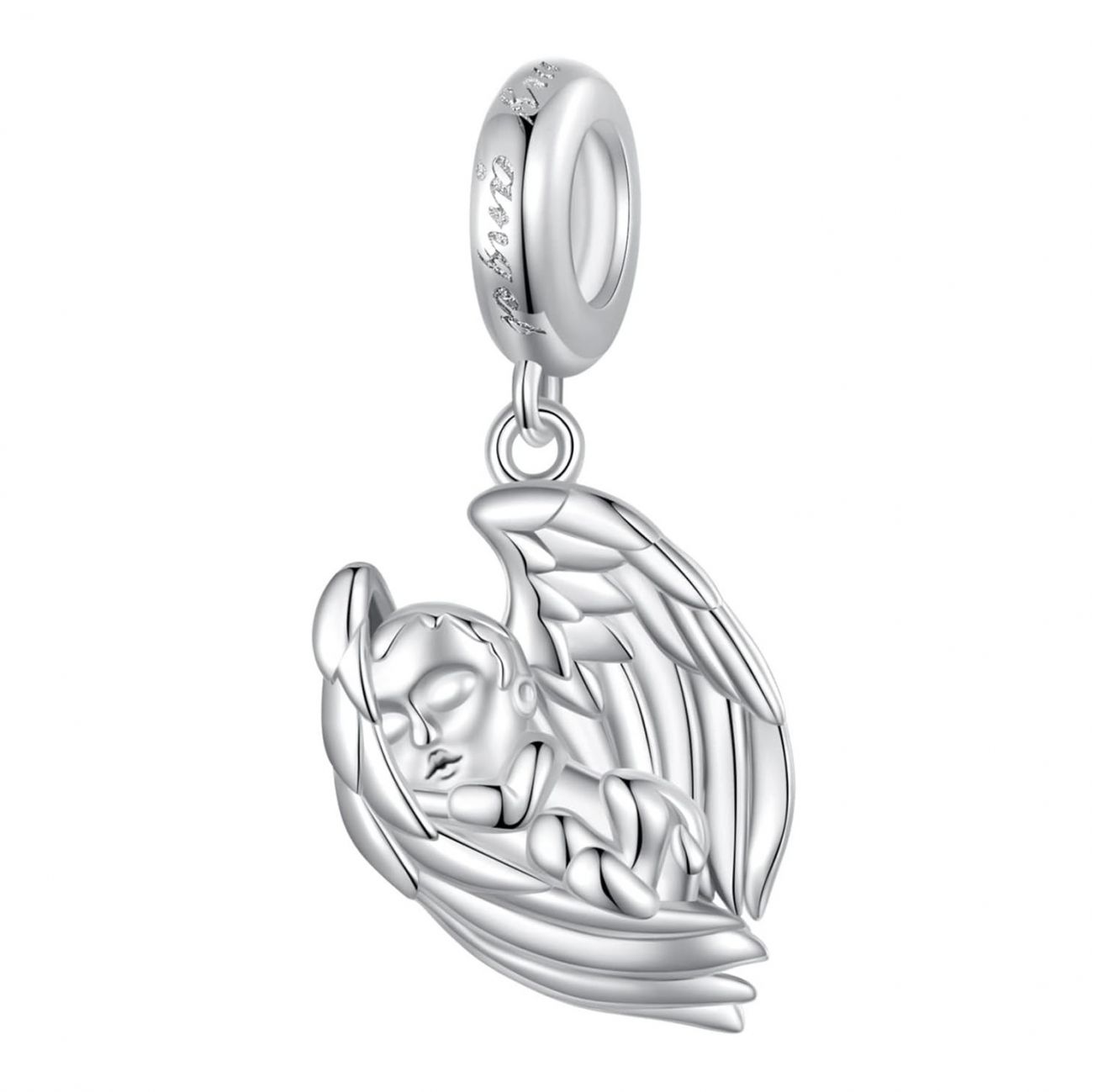 NUBIS Stříbrný přívěsek korálek na náramek andílek - B0826