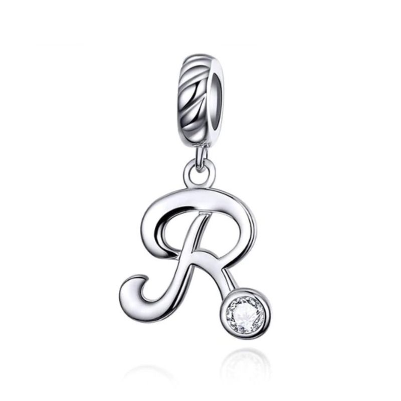 NUBIS Stříbrný přívěsek korálek na náramek - písmeno R - B0352-R