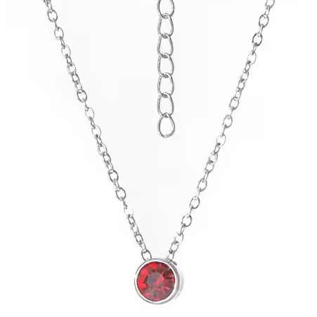 Levně S4U Ocelový náhrdelník se červeným zirkonem - OPD0354-R