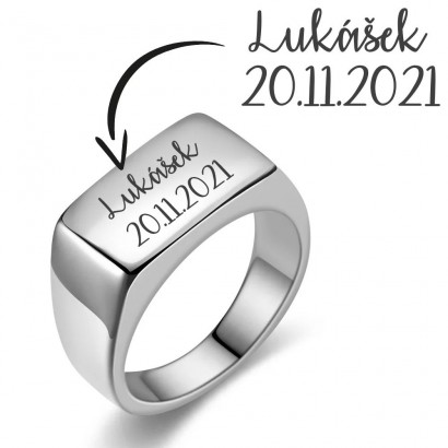 Personalizovaný ocelový prsten (52)