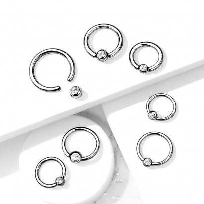 Piercing - kruh titan se zirkonem (1,6 x 10 x 4 mm)