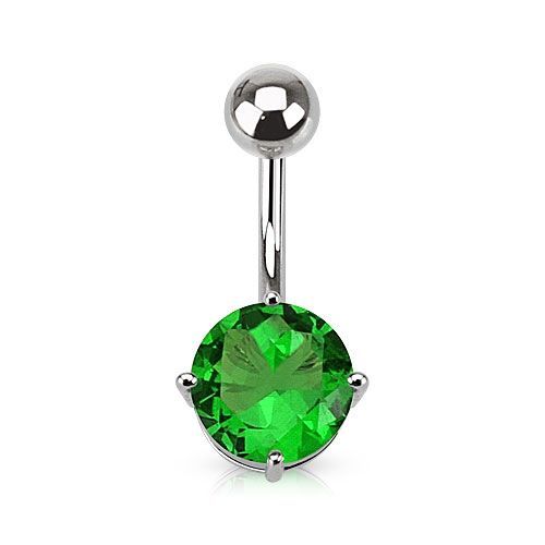 Piercing do pupíku, kámen 7 mm (zelená) - WP01262-07-G