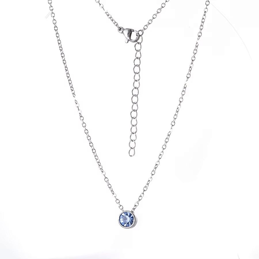 S4U Ocelový náhrdelník se světle modrým zirkonem - OPD0354-LB