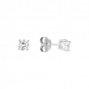 Stříbrné náušnice pecky s kulatým zirkonem 11530.1 crystal