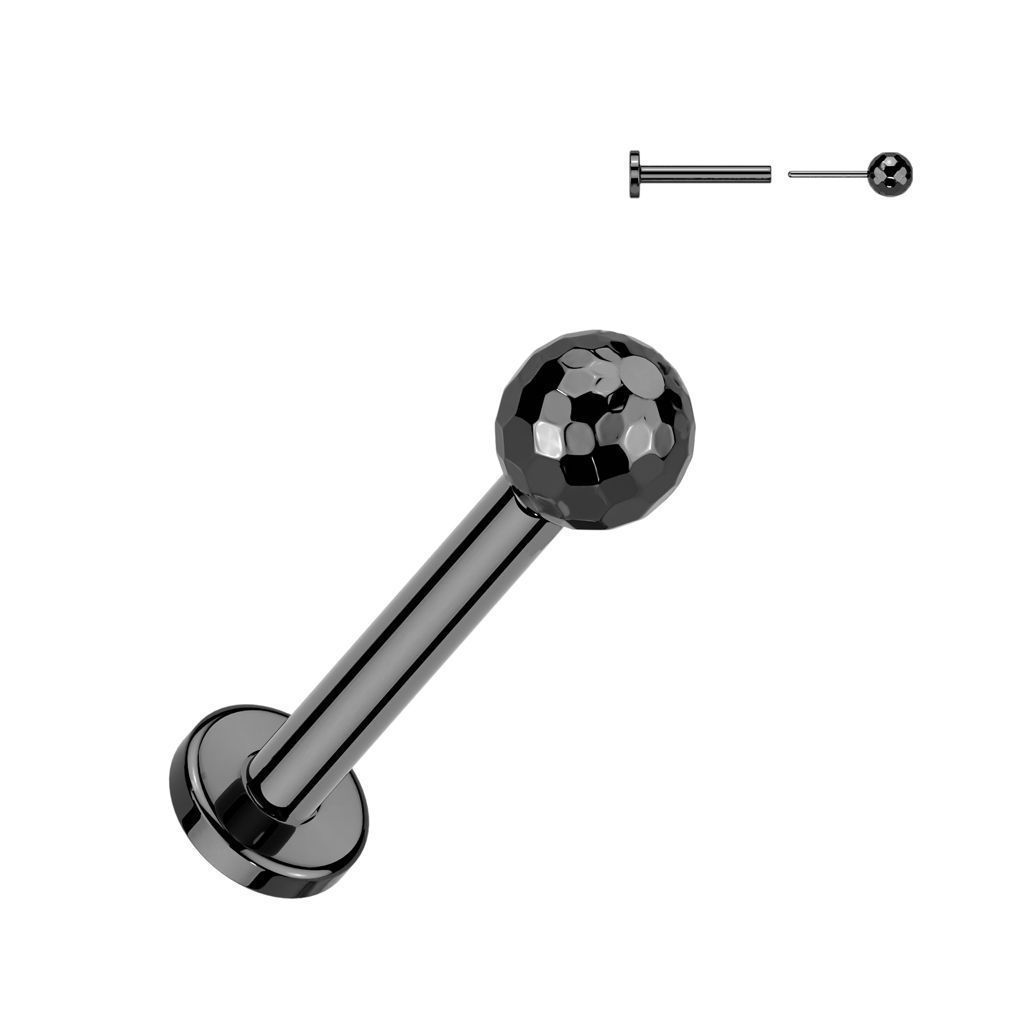 Piercing do brady - PUSH IN labreta TITAN (černá) - TIT1324