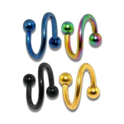 Piercing spirála (zlatá, 1,2 x 8 mm, 1,2 x 8 mm)