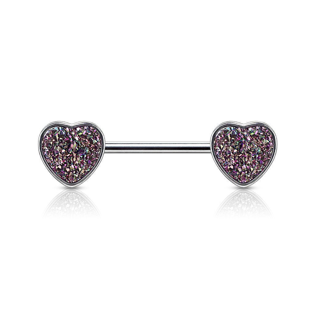 Piercing do bradavky - srdíčka (fialová)