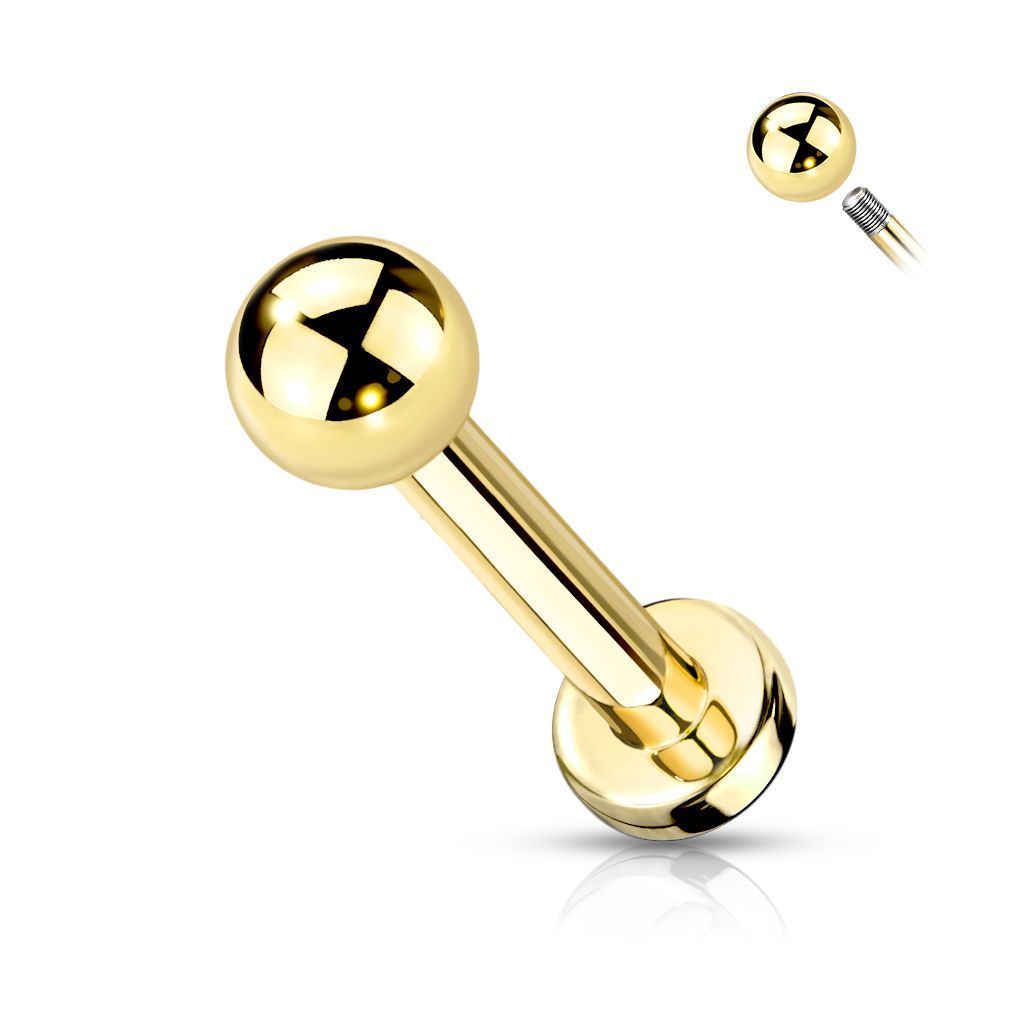 MARRE Zlacený piercing do brady TITAN (1,2 x 8 mm)